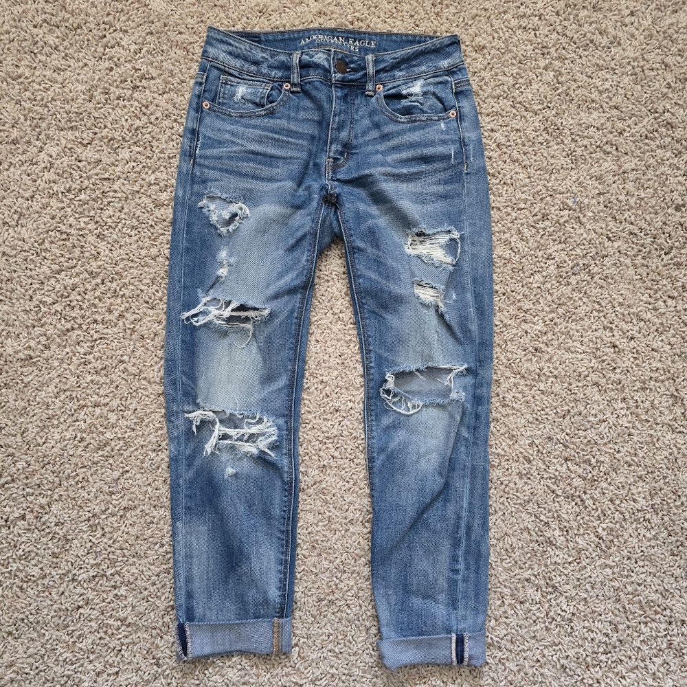 American Eagle Distressed Tomgirl Jeans - Picture 2 of 13